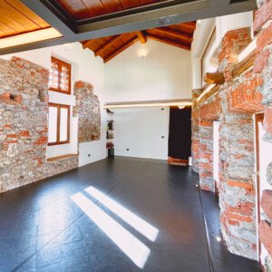 The main studio and activity space for retreats, workshops and team-building at Robin's Nest, Paruzzaro, Piemonte. Gym and aerial equipment available for guest use.